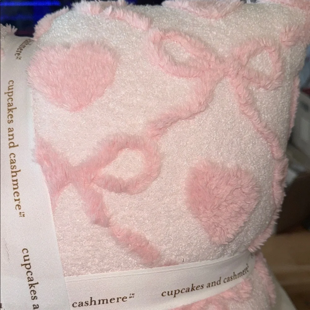 cupcakes & cashmere Blush Heart ribbon bow valentine’s Day 2 pack pillows